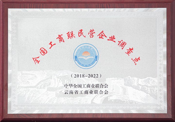 荣获全国工商联民营企业调查点荣誉
